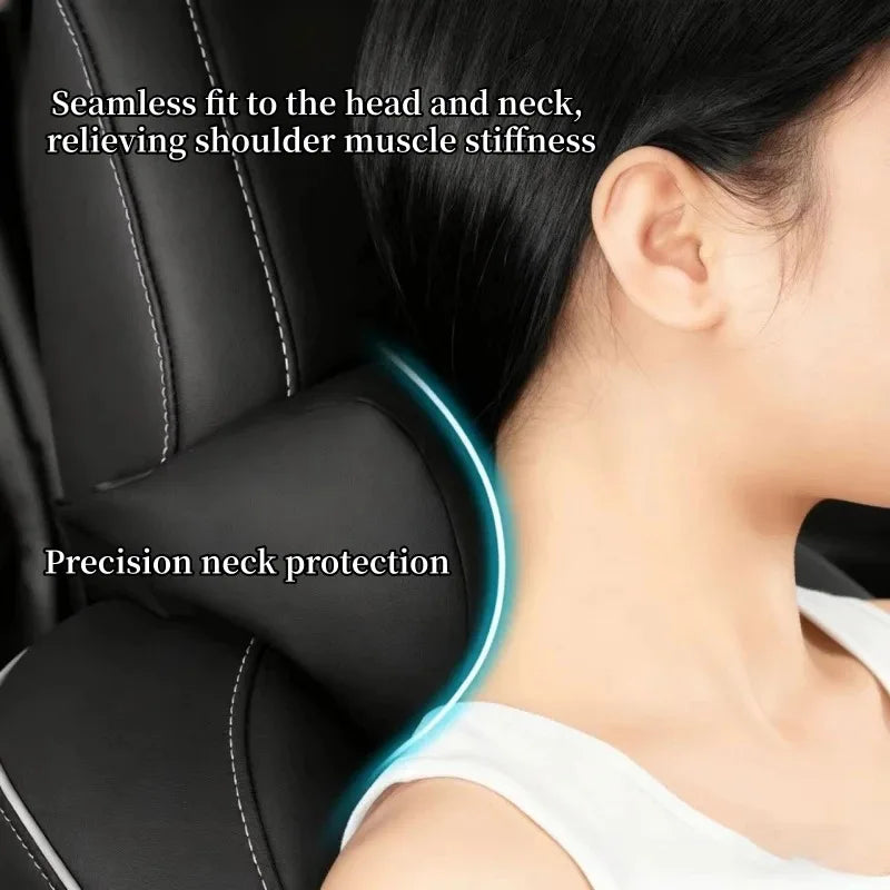 Luxury Car Seat Headrest Napa Leather Universal Seat Breathable Protect Neck Pillow Soft Fluffy for All Seasons Car Accessories