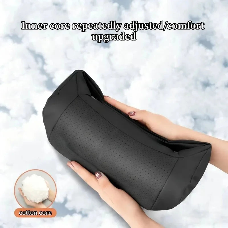 Luxury Car Seat Headrest Napa Leather Universal Seat Breathable Protect Neck Pillow Soft Fluffy for All Seasons Car Accessories
