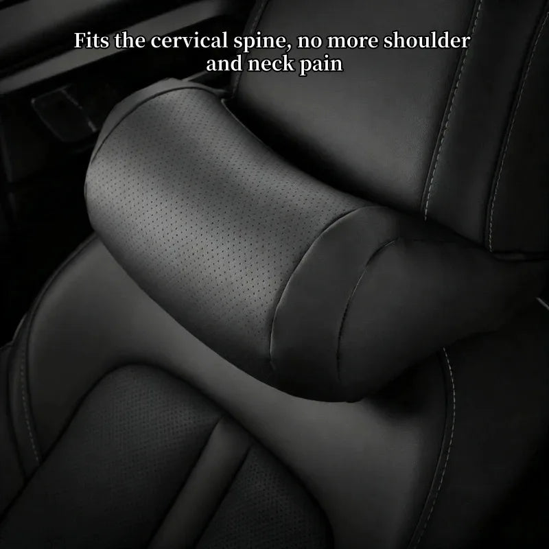 Luxury Car Seat Headrest Napa Leather Universal Seat Breathable Protect Neck Pillow Soft Fluffy for All Seasons Car Accessories