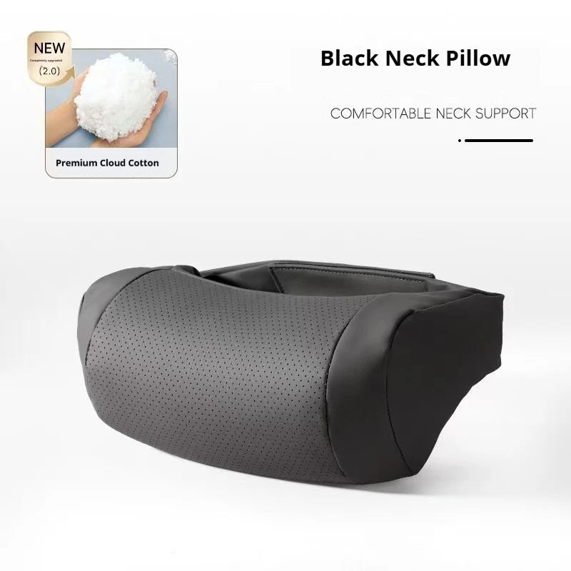 Luxury Car Seat Headrest Napa Leather Universal Seat Breathable Protect Neck Pillow Soft Fluffy for All Seasons Car Accessories